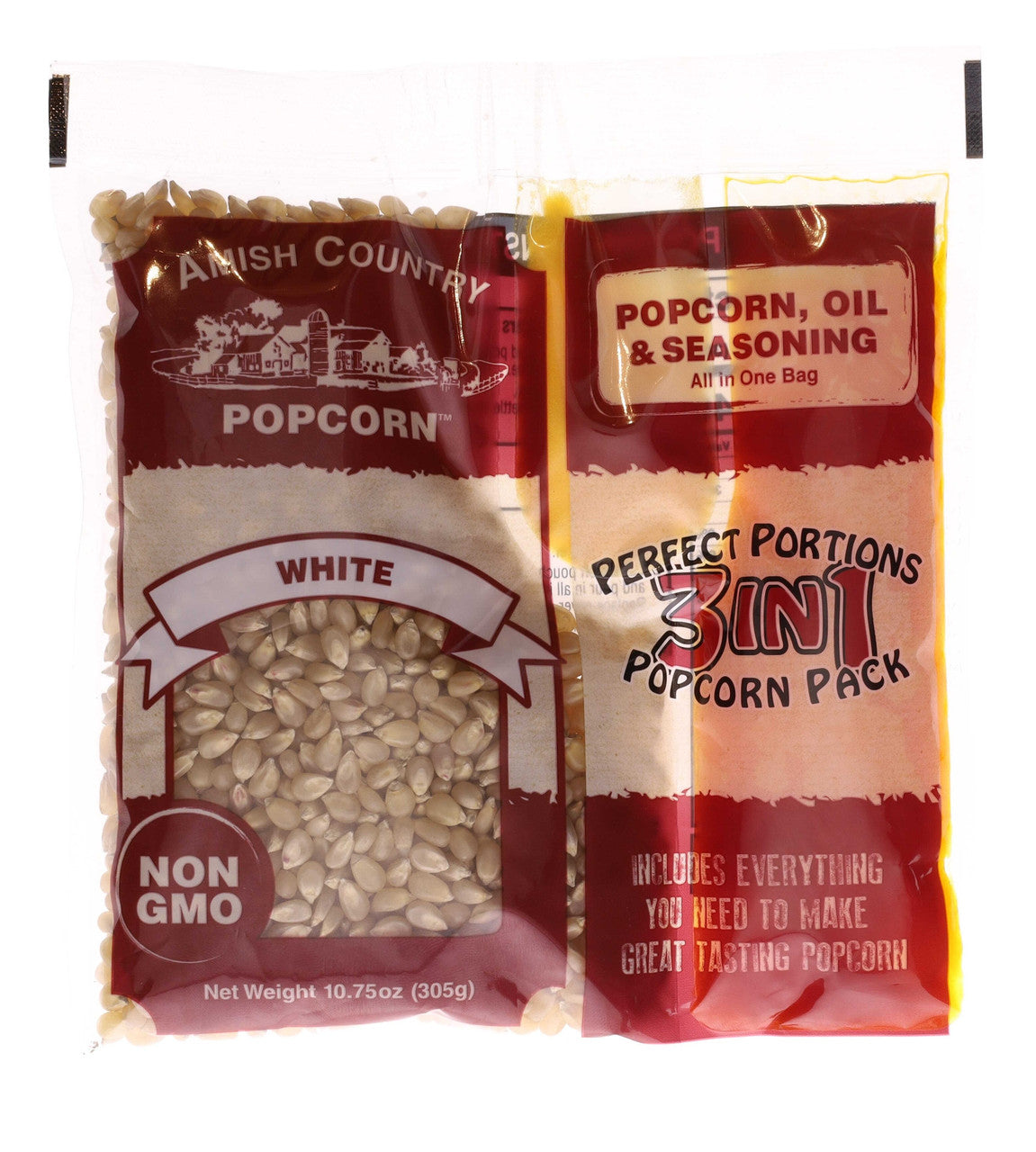 10.75oz Tri-Pack of Medium White Hulless Popcorn