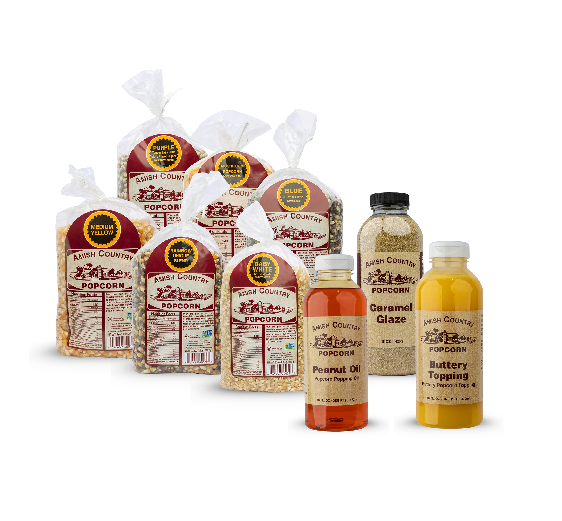 Six 2 lb Bags of Popcorn w/ Three Oils