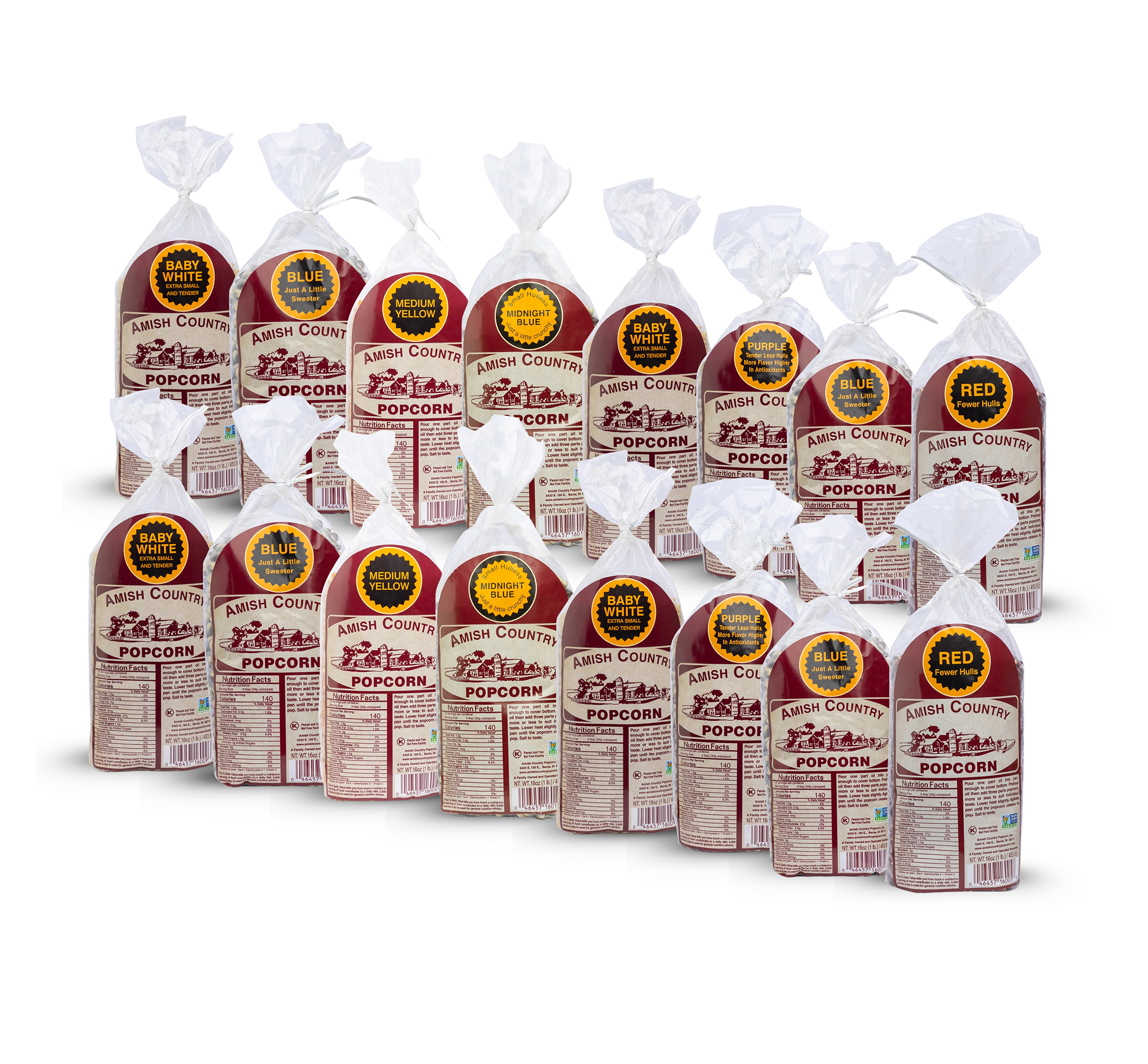 Sixteen 1 Pound Bags of Popcorn Kernels