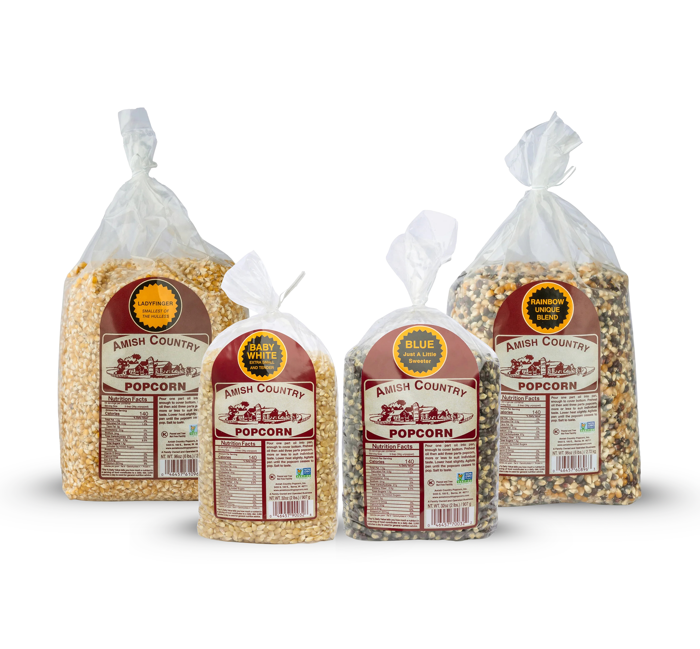 Two 6 lb and Two 2 lb Bags of Popcorn