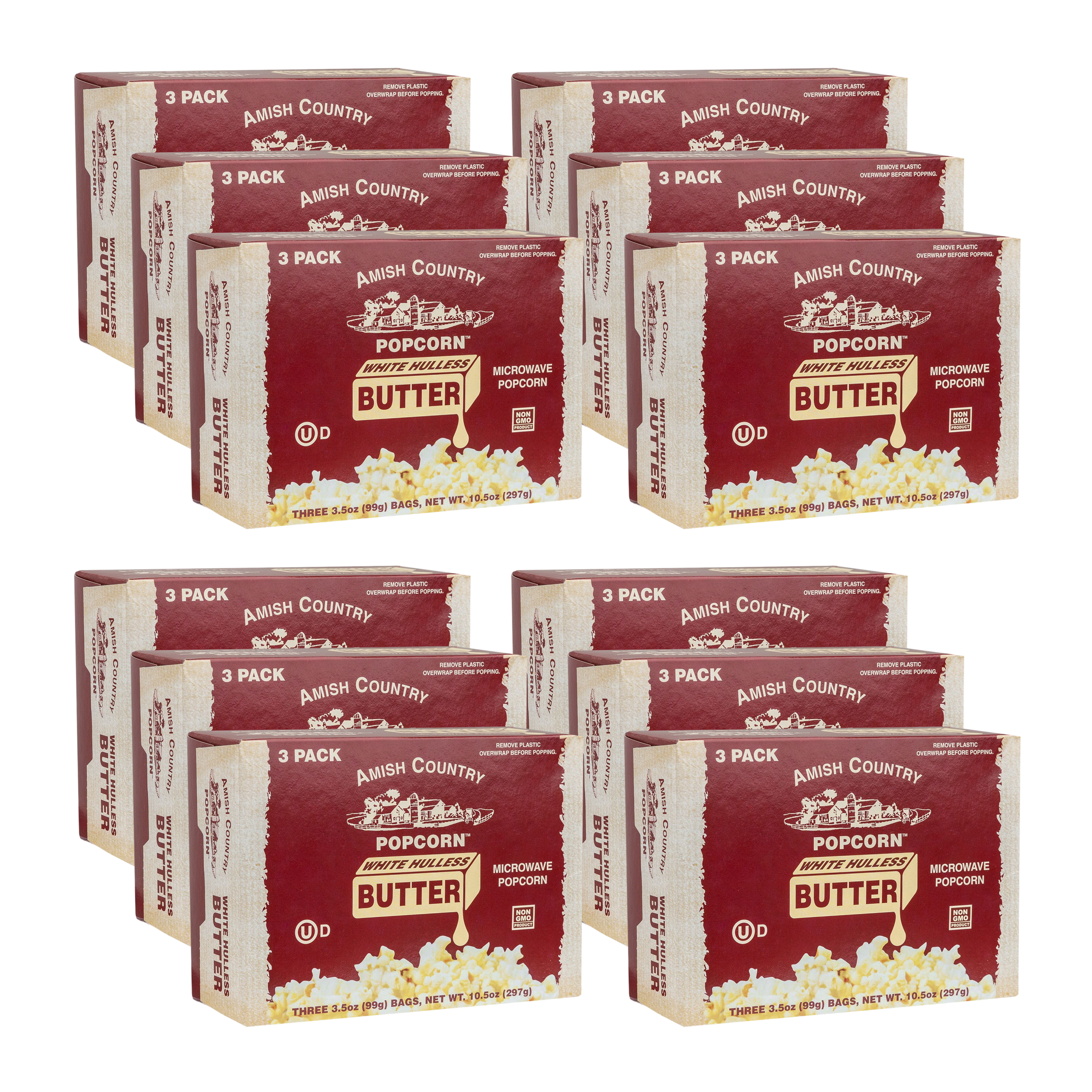 36ct Case of Buttery White Microwave Hulless Popcorn (Includes Free Shipping)