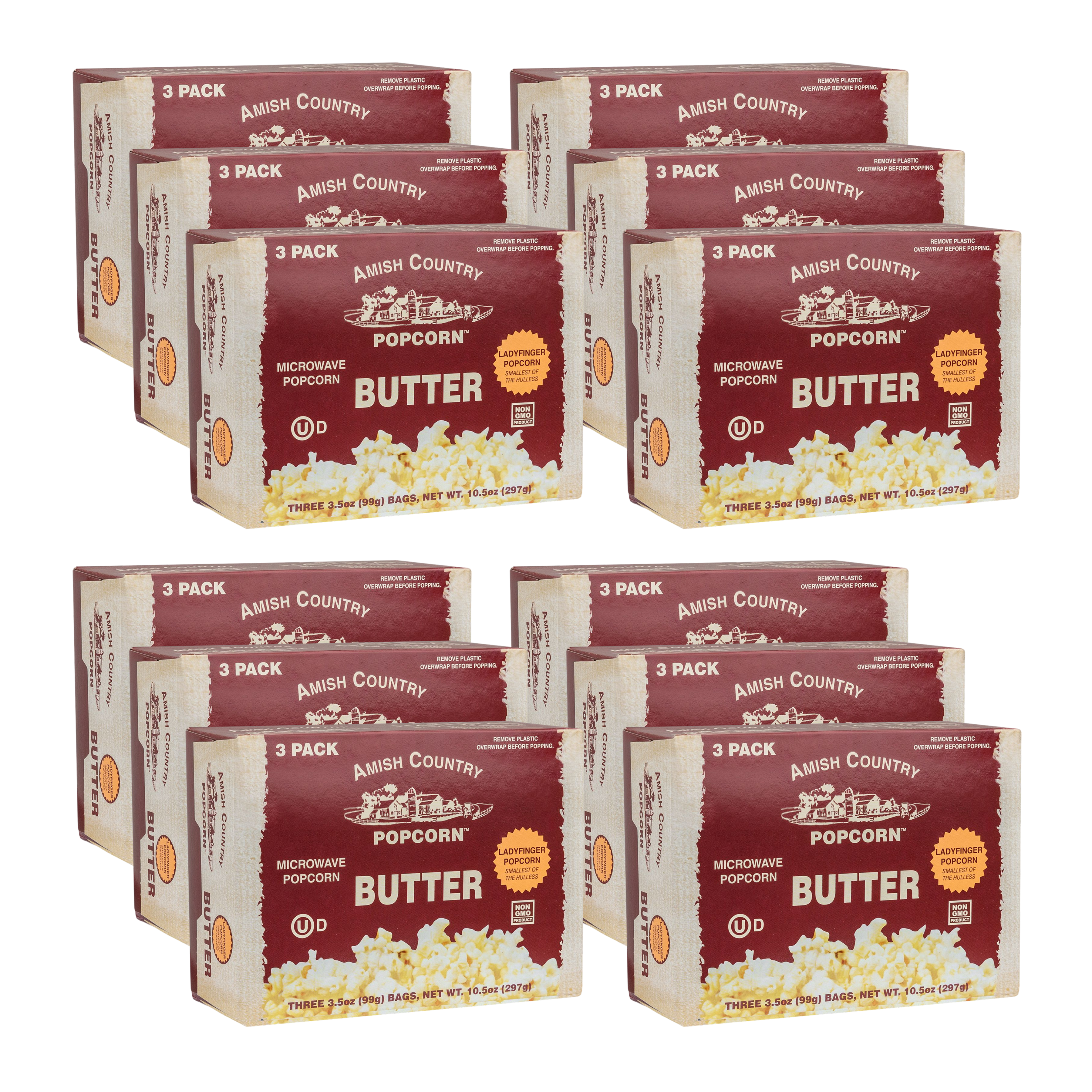 36ct Case of Ladyfinger Butter Microwave Hulless Popcorn (Includes Free Shipping)
