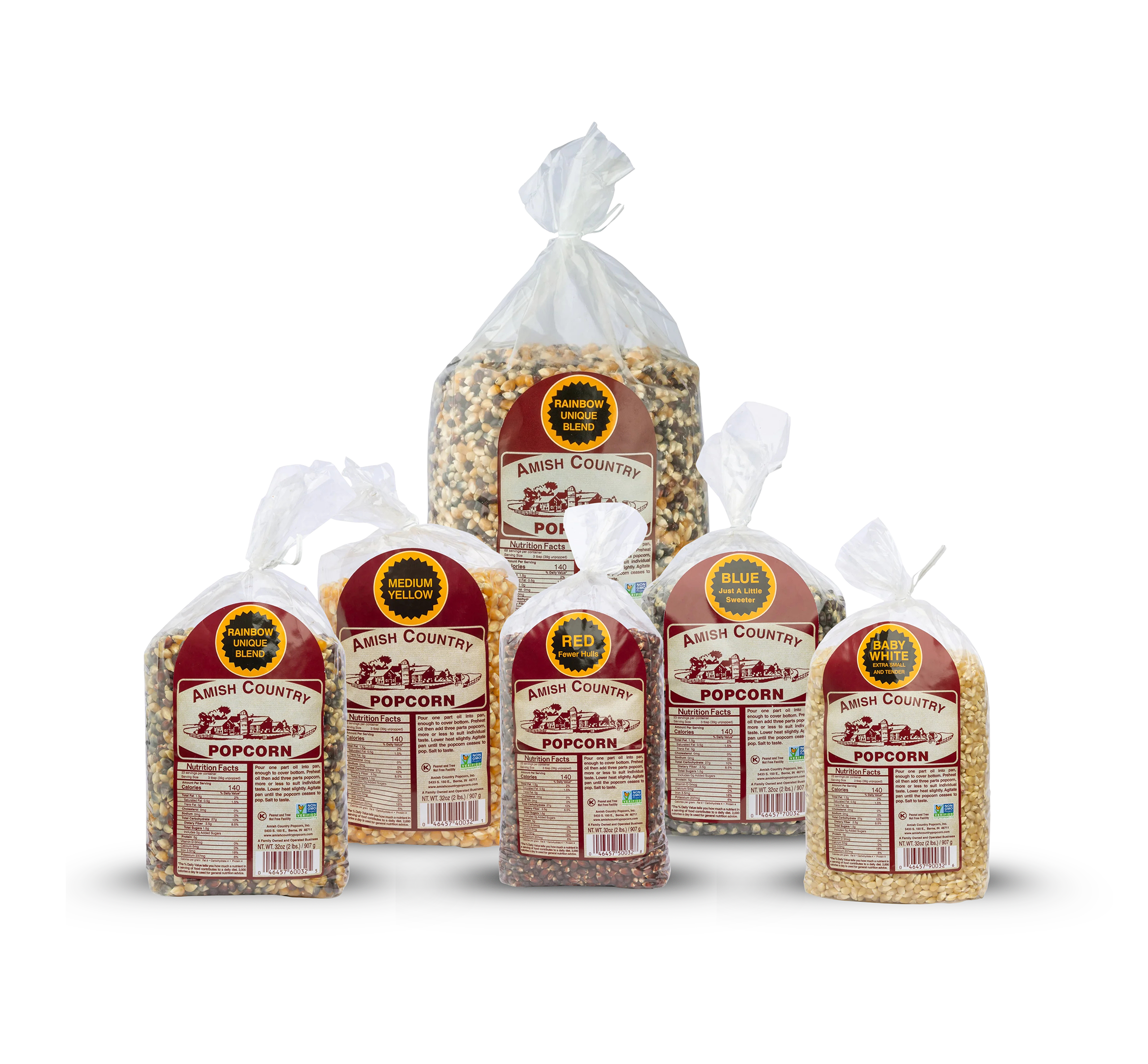 One 6 lb And Five 2 lb Bags of Popcorn