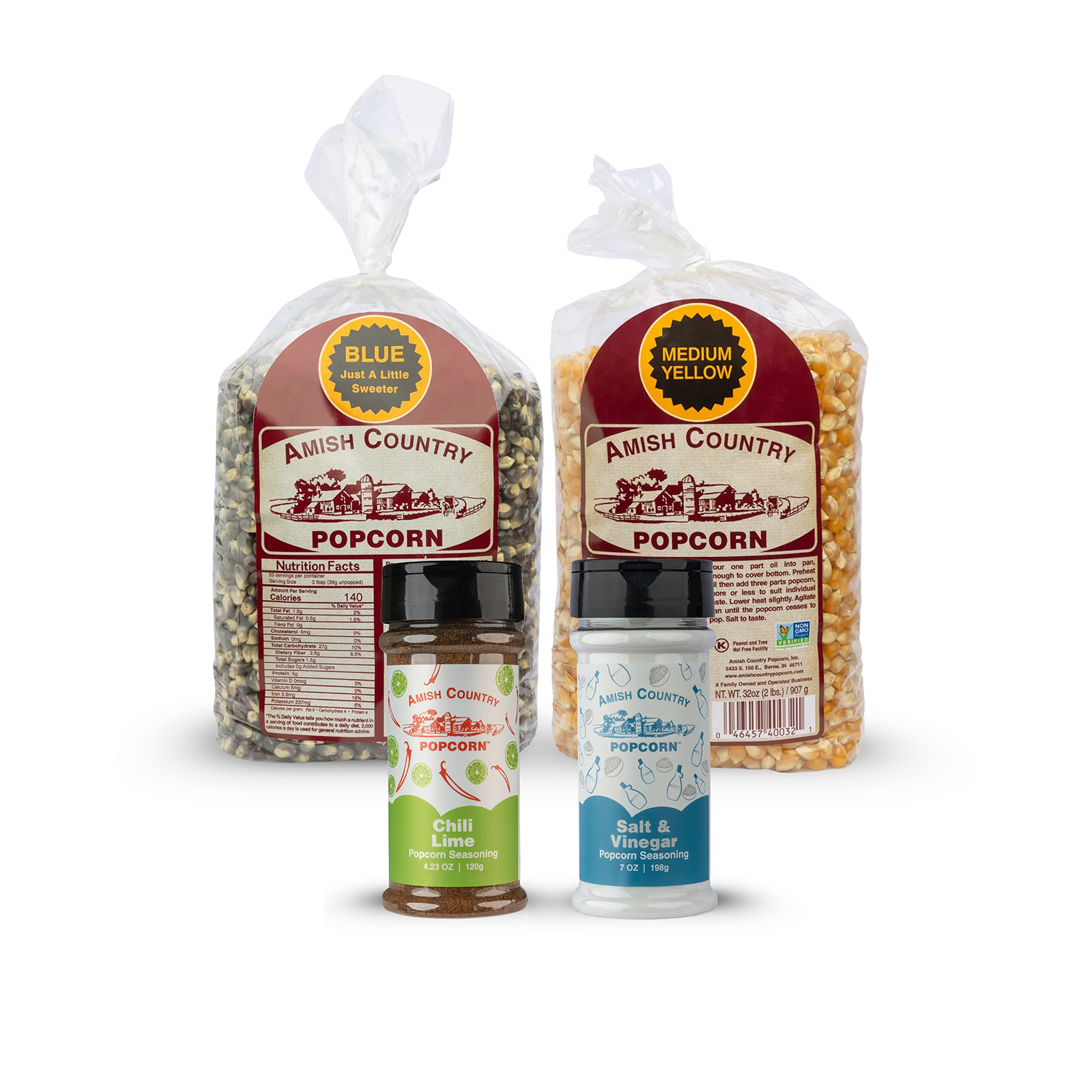 Two 2 lb. Bags of Popcorn w/ Two Salts or Seasonings