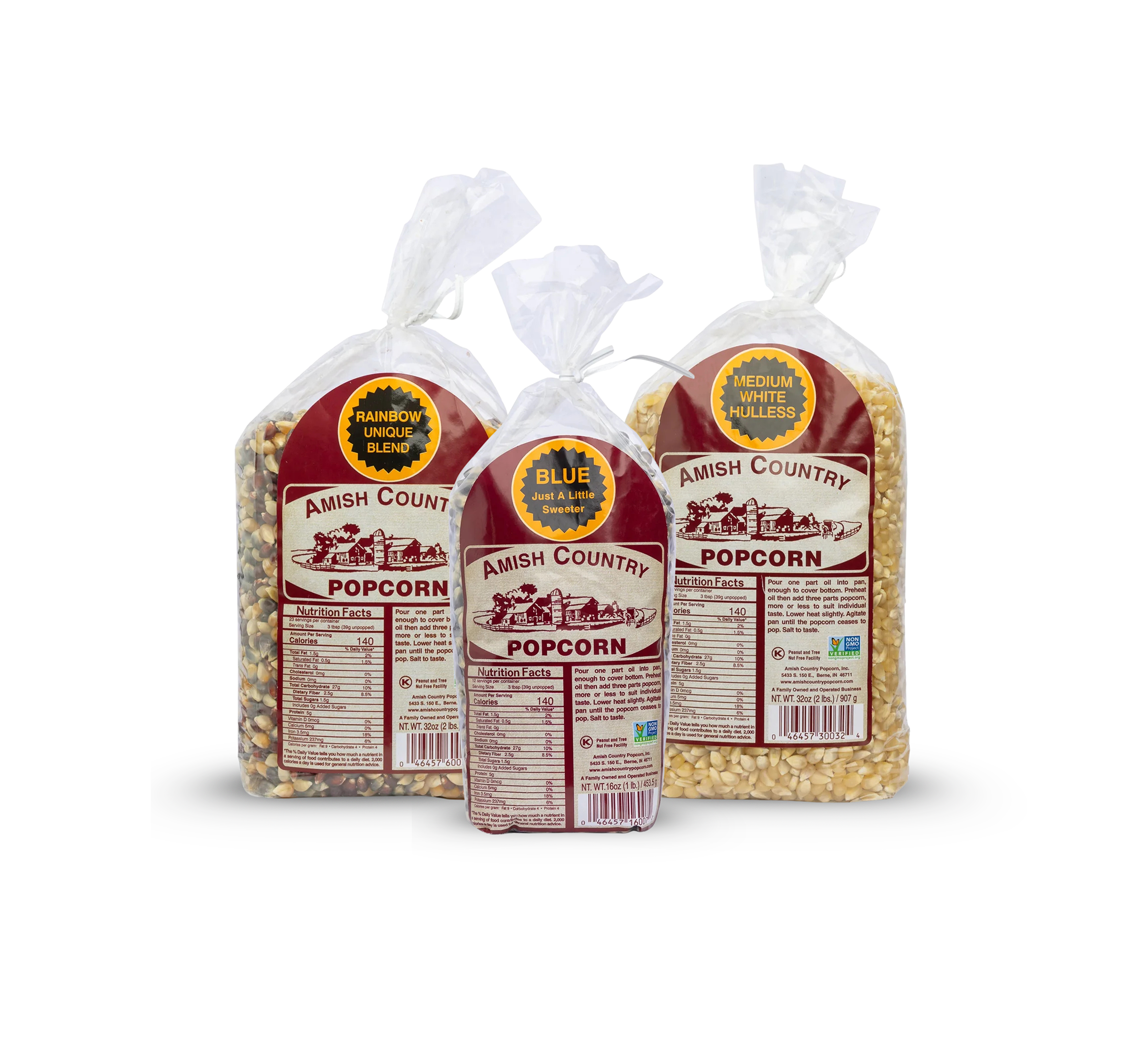 Two 2 lb. Bags and One 1 lb. Bag of Popcorn