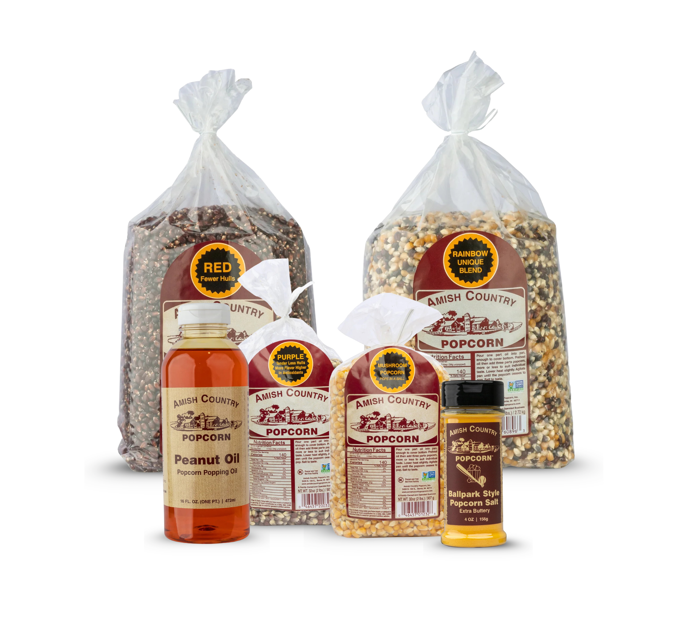 Two 6 lb and Two 2 lb Bags of Popcorn w/ One Salt or Seasoning and One Oil