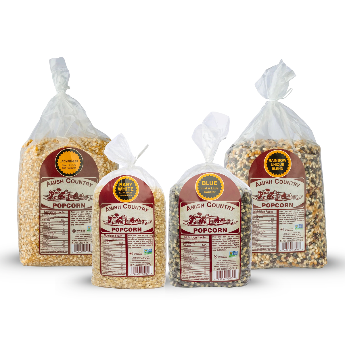 Two 6 lb and Two 2 lb Bags of Popcorn